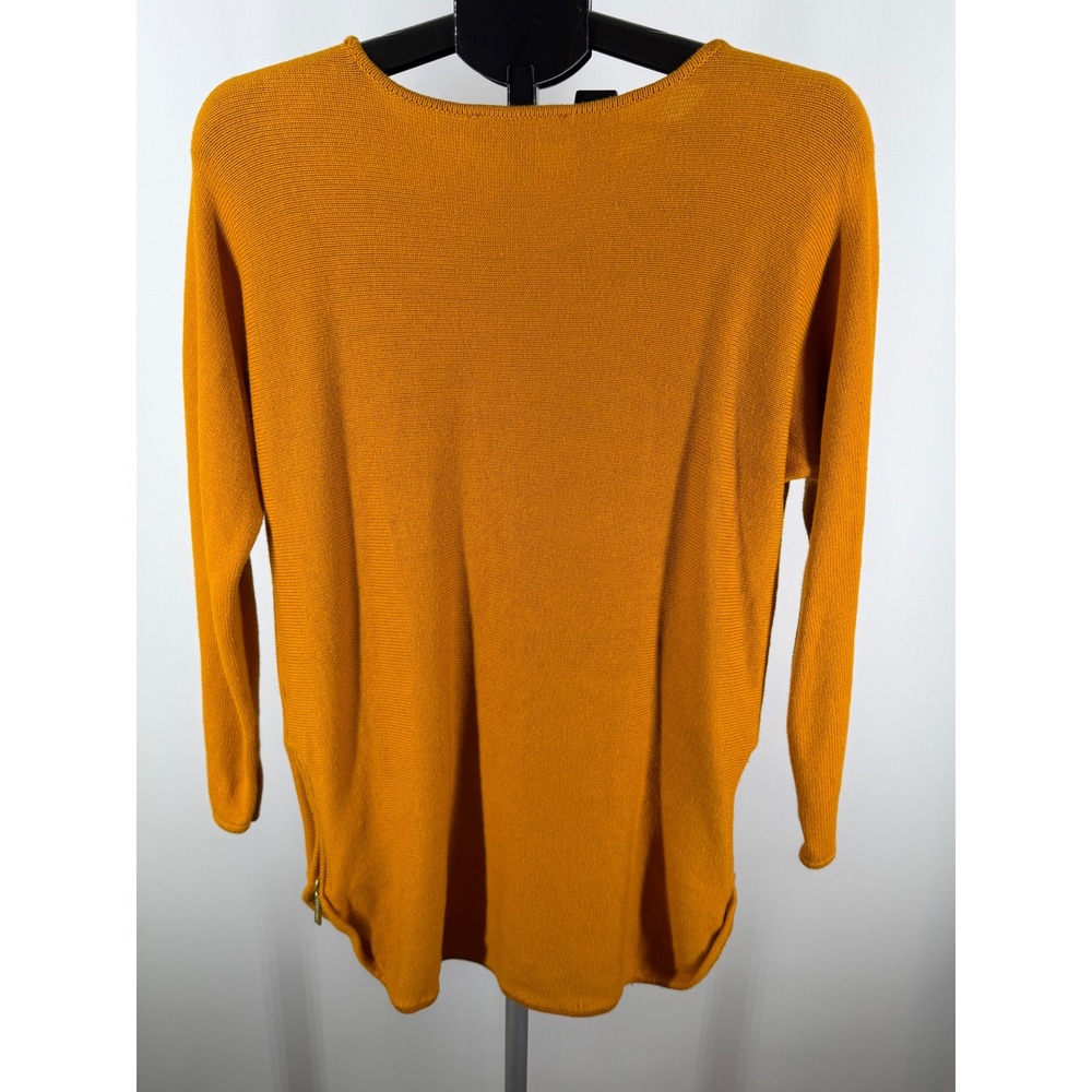 Michael Kors Womens Mustard Yellow Knit Side Zip Sweater Marigold Medium - Picture 3 of 8
